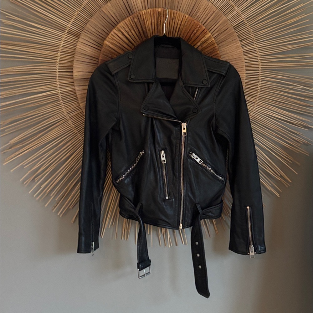 All Saints Leather Jacket Size 2 View 2